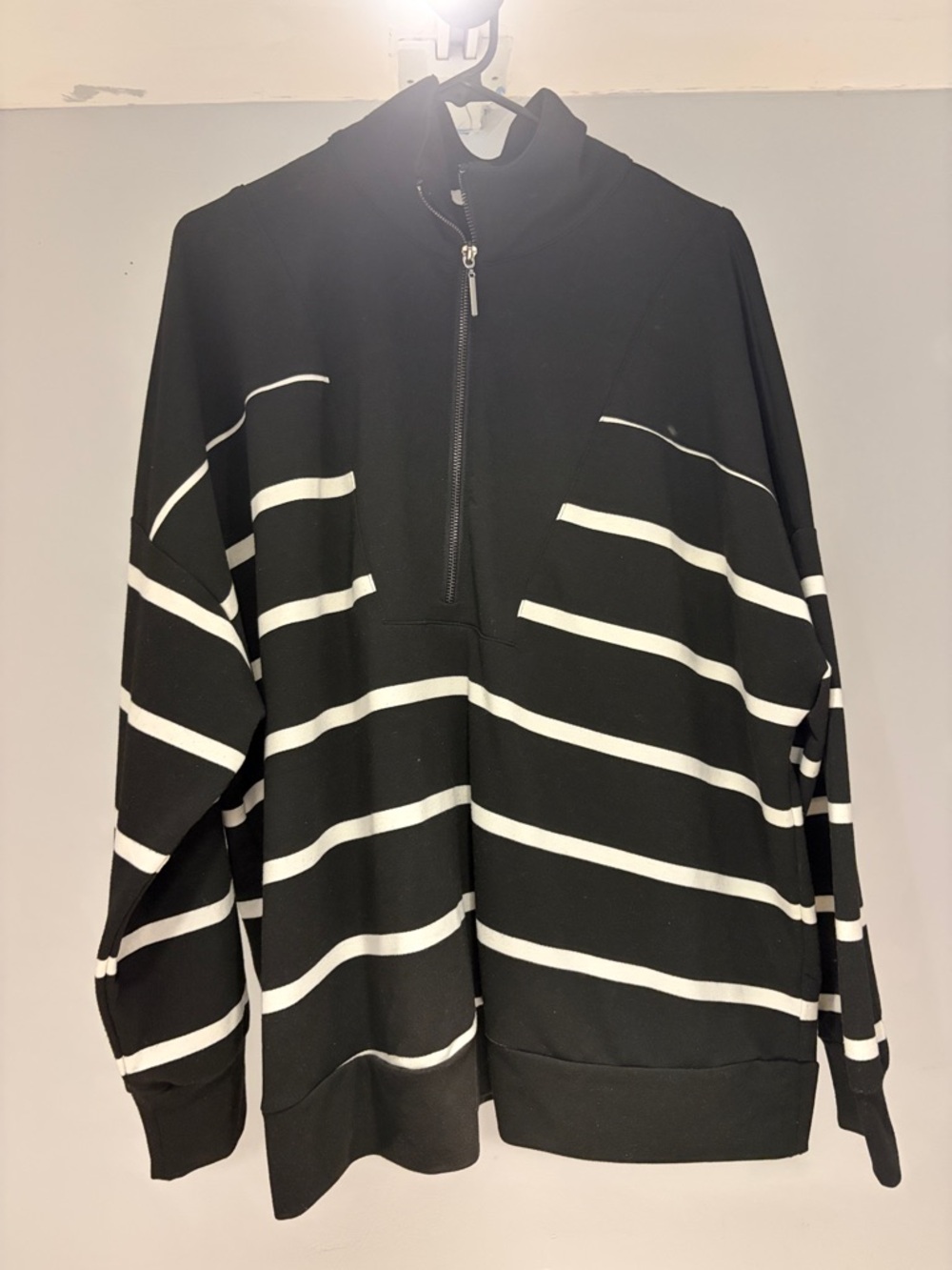 Black & White Quarter-Zip Striped Sweater